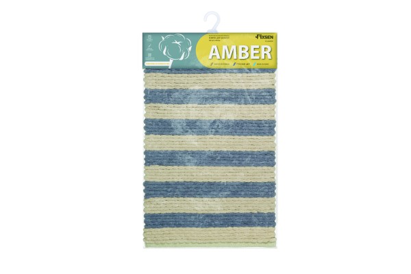 Коврик для ванной 1-ый Fixsen AMBER, mix синий+бежевый, 50х80см 