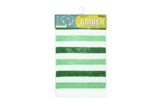 Коврик для ванной 1-ый Fixsen AMBER, mix (зеленый+св.зеленый+белый), 50х80см