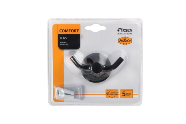 Крючок двойной черный Fixsen Comfort  Black