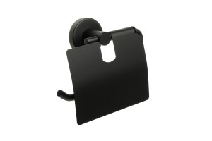 Бумагодержатель с крышкой черный Fixsen Comfort  Black