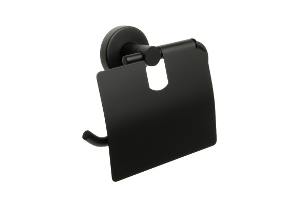 Бумагодержатель с крышкой черный Fixsen Comfort  Black
