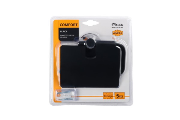 Бумагодержатель с крышкой черный Fixsen Comfort  Black