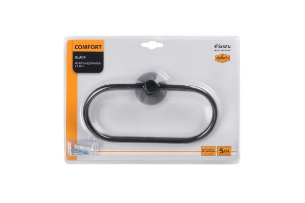 Полотенцедержатель кольцо черный Fixsen Comfort  Black 