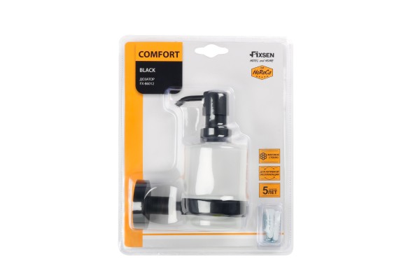 Дозатор жидкого мыла черный Fixsen Comfort  Black