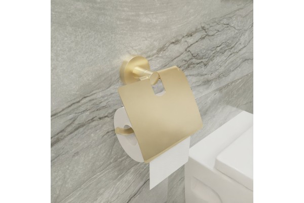 Бумагодержатель с крышкой золото-сатин Fixsen Comfort Gold 