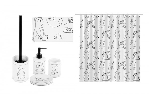 Сет FIXSEN дозатор FX-600-1, стакан FX-600-3, мыльница FX-600-4, ерш FX-600-5, коврик FX-6001T, штора FX-1505 TEDDY