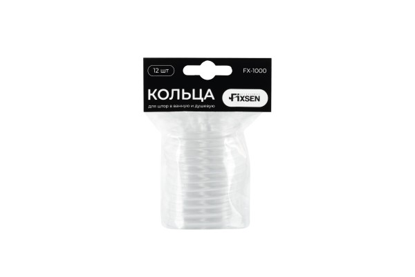 Кольца для шторки FIXSEN 12 шт прозрачные (FX-1000С)