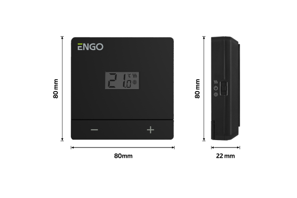ENGO EASYBATB терморегулятор проводной накладной на батарейках, черный