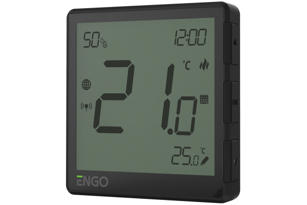 ENGO EONE230B терморегулятор проводной, беспроводной, Zigbee, 230в со встроенным датчиком влажности, черный