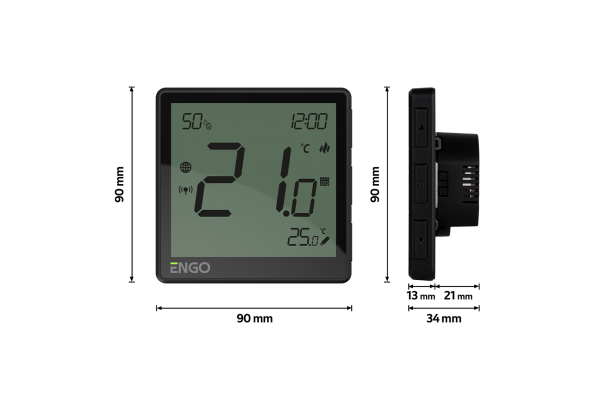 ENGO EONE230B терморегулятор проводной, беспроводной, Zigbee, 230в со встроенным датчиком влажности, черный