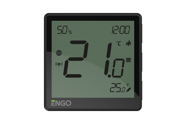 ENGO EONE230B терморегулятор проводной, беспроводной, Zigbee, 230в со встроенным датчиком влажности, черный