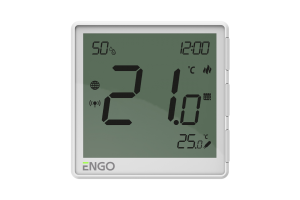 ENGO EONE230W Терморегулятор беспроводной/проводной, Zigbee, 230V с датчиком влажности и подключением датчика пола, белый
