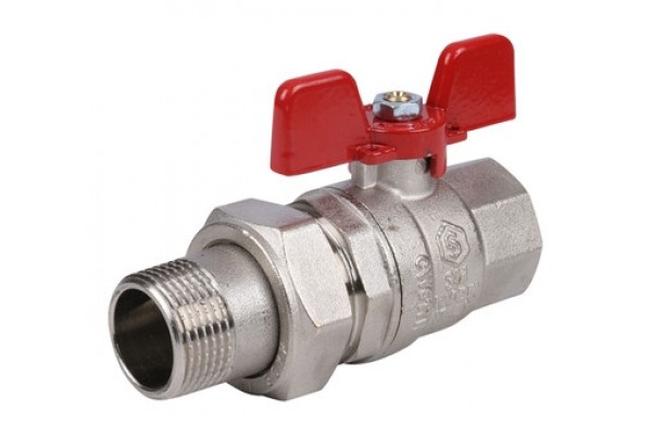 STOUT кран шаровой с американкой ВН 3/4 (EPDM) полнопроходной бабочка