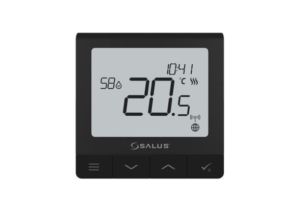 Salus Терморегулятор SQ610RF программируемый, беспроводной Wi-Fi, Черный