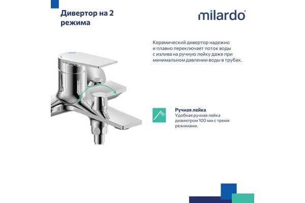 Смеситель для ванны Milardo Azure глянцевый хром