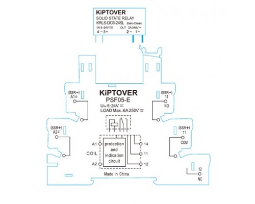 KiPTOVER реле промежуточное DC 6-24V, Solid, Slim, DIN, 6А