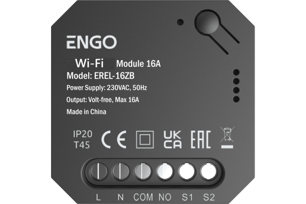 ENGO Интеллектуальное реле Wi-Fi 2,4 ГГЦ, 1x16 А, выход NO-COM