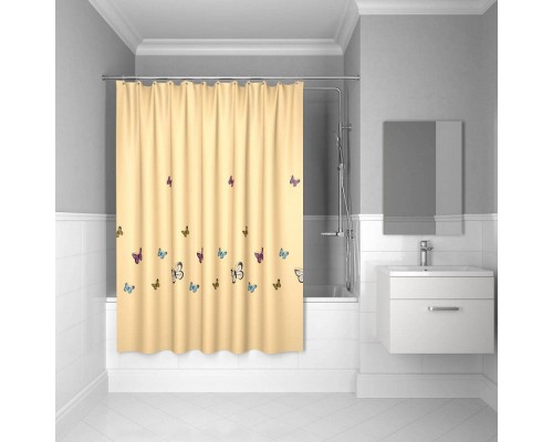 Штора для ванной комнаты IDDIS Butterfly 200*200 см yellow butterfly