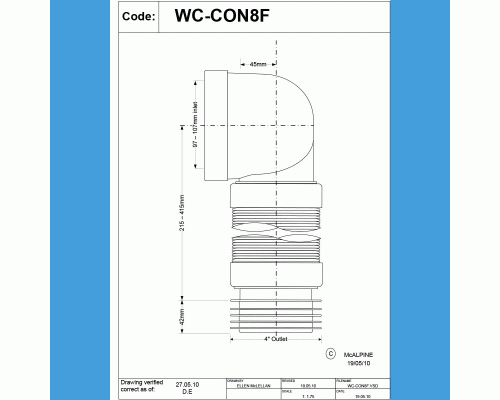 Гофра фановая McAlpine Гофрированный 90, 110мм, MRWC-F11R