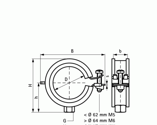 Хомут, BIS KSB1, M8, D-32-35, с вкладышем epdm