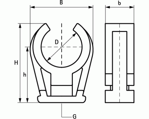 Клипса, BIS, D-28, белый, с латунной втулкой М6, упаковка 50 шт