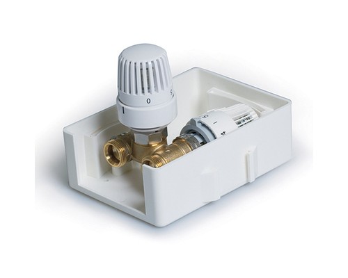 Регулировочный короб с термостатическим клапаном и ограничителем температуры обратного потока TIM Zeissler, TCB-K-RTL01