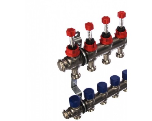 Коллекторная группа Elsen 11 отводов тёплый пол, нержавеющая сталь, c расходомерами, EMI03.11