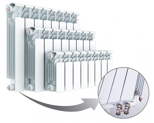 Биметаллический радиатор Rifar Base Ventil 350, 14 секций, 1946 Вт, НП, левое