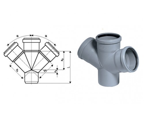 Крестовина 110 мм 67° для внутренней канализации Ostendorf, 115900