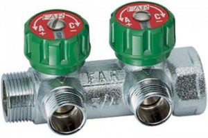 FAR коллектор 1 x 3/4 с 2 отводами EK евроконус с вентилями, FK 3821 134