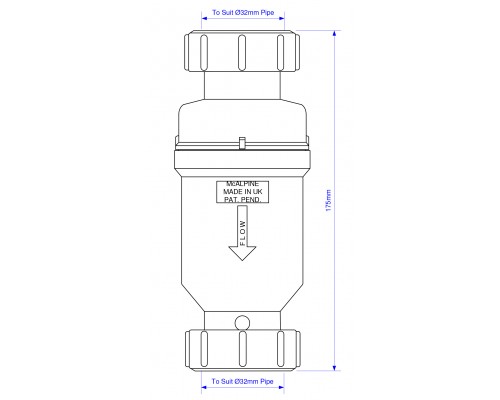 Сифон McAlpine с сухим затвором 32мм, MRNRV32C-PB