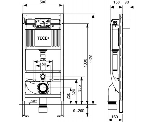 Инсталляция TECE TECEprofil, для подвесного унитаза, 9300079