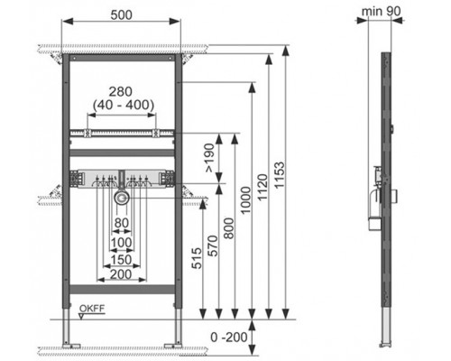 Инсталляция TECE TECEprofil, для раковины, 9310000