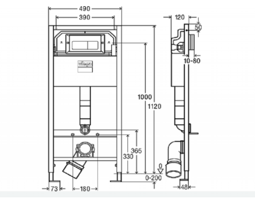 Инсталляция Viega Prevista для унитаза шгв 490*120*1120 792824