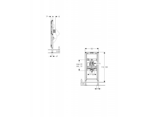Инсталляция Geberit для писсуара шгв 500*75*1120