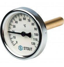 STOUT Термометр биметаллический с погружной гильзой. Корпус Dn 63 мм, гильза 75 мм 1/2, 0...120°С