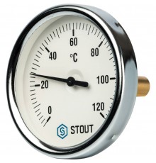 STOUT Термометр биметаллический с погружной гильзой. Корпус Dn 80 мм, гильза 50 мм 1/2, 0...120°С