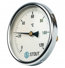STOUT Термометр биметаллический с погружной гильзой. Корпус Dn 100 мм, гильза 50 мм 1/2, 0...120°С