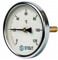 STOUT Термометр биметаллический с погружной гильзой. Корпус Dn 100 мм, гильза 75 мм 1/2, 0...120°С