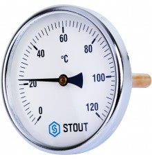 STOUT Термометр биметаллический с погружной гильзой. Корпус Dn 100 мм, гильза 100 мм 1/2, 0...120°С