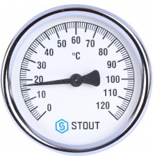 STOUT Термометр биметаллический накладной с пружиной. Корпус Dn 80 мм, 0...120°С, 1-2