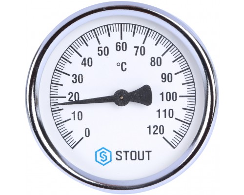 STOUT Термометр биметаллический накладной с пружиной. Корпус Dn 80 мм, 0...120°С, 1-2