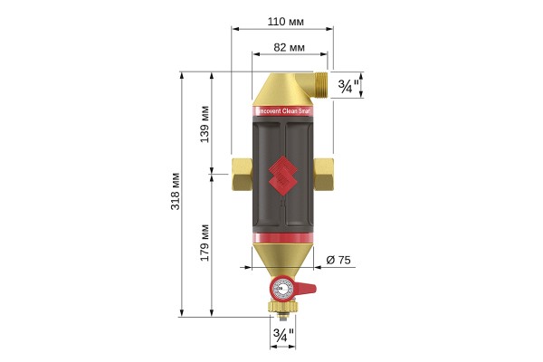Flamco Сепаратор воздуха и шлама Flamcovent Clean Smart 1
