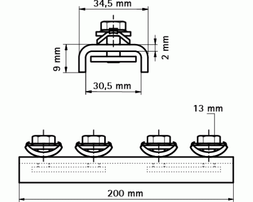 Walraven Соединитель профиля U-образный BIS RapidRail WM0-35 200 мм