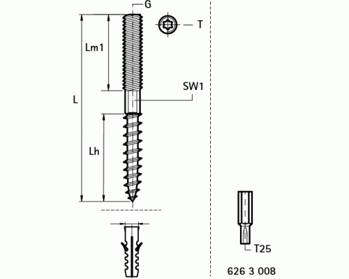 Walraven Винт-шуруп BIS Torx M10 110 оцинкованная сталь упаковка 50 шт