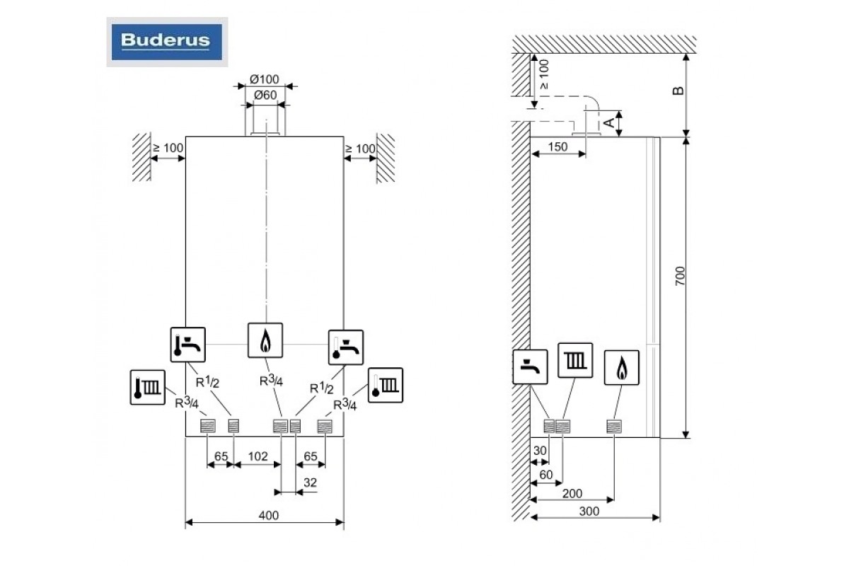 Размеры газового котла. Газовый котел Buderus Logamax u072. Газовый котел Buderus Logamax u072-24k, двухконтурный. Будерус котел газовый логомакс u072 24k. Котёл Будерус 24 КВТ двухконтурный.