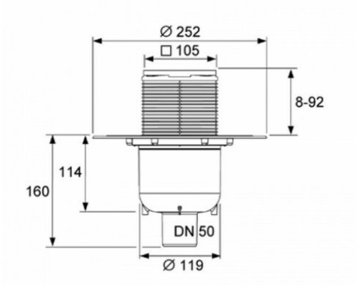 Трап TECE Drainpoint S 130 шд 252*252 нержавеющая полированная сталь