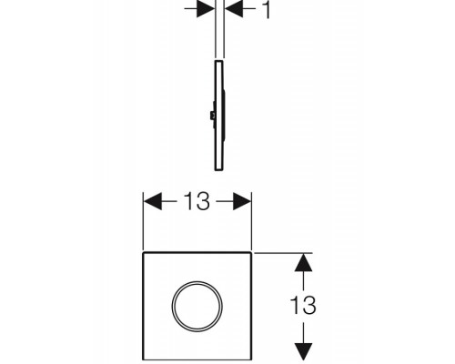 Клавиша смыва Geberit HyTronic для писсуара шгв 130*10*130 цвет-хром матовый