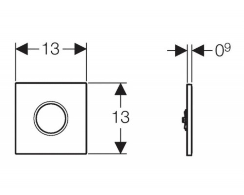Клавиша смыва Geberit Sigma 01HyTronic для писсуара шгв 130*130*9 цвет-хром матовый