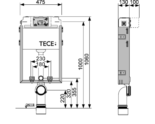 Инсталляция для унитаза TECE TECEbox шгв 475*130*1060 (старый арт 9370000)